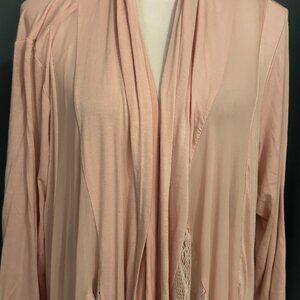 Lavanya Woman 1X Pink Lace Back Open Cardigan Flowy Lightweight